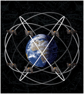 Gambar 9. Ilustrasi beberapa satelit yang membentuk sistem satelit navigasi seperti GPS dan Glonass. Sumber: http://timeandnavigation.si.edu/